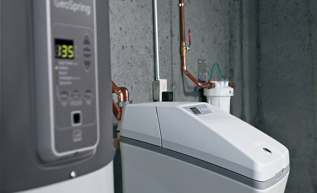 The control panel of a water softener operating in a basement. The control panel of a water softener operating in a basement.