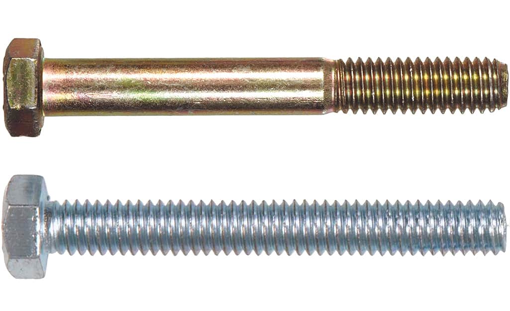 Two types of bolts on a white background. Two types of bolts on a white background.