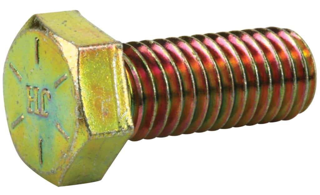 An SAE grade 8 bolt on a white background. An SAE grade 8 bolt on a white background.