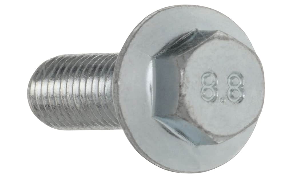 A metric class 8.8 bolt on a white background. A metric class 8.8 bolt on a white background.