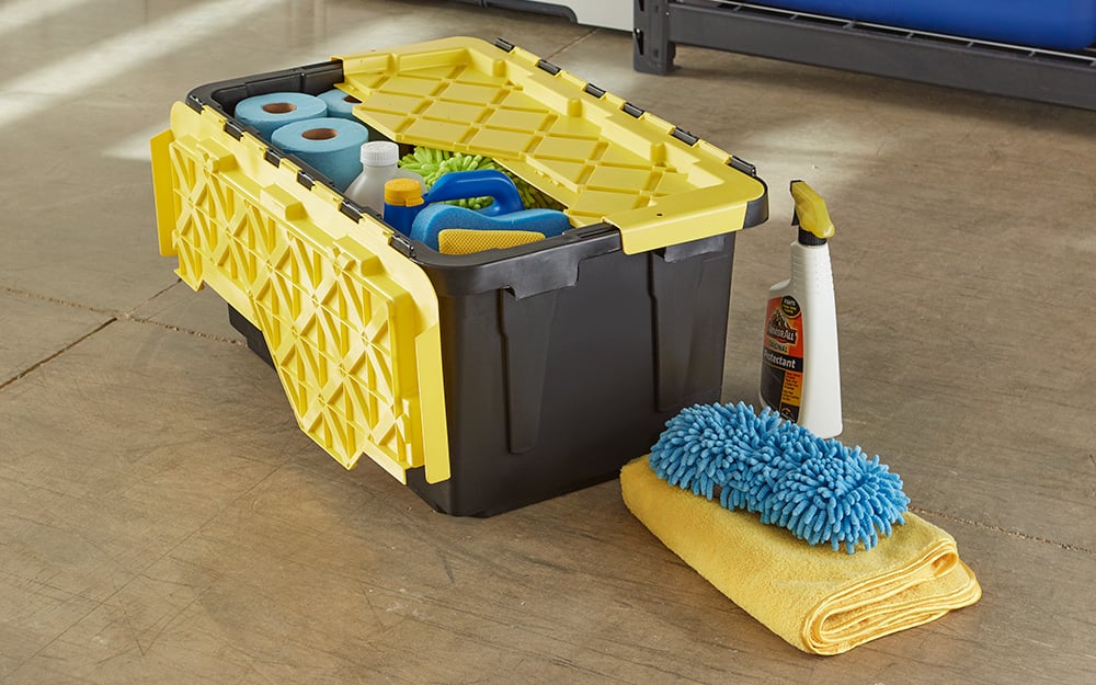 Cleaning supplies from a car care kit. Cleaning supplies from a car care kit.