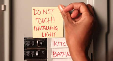Turn power off - Install Bath Vanity Light Turn power off - Install Bath Vanity Light