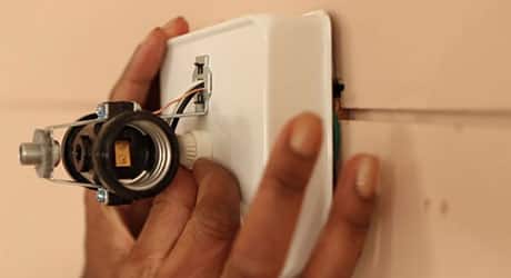 Remove bulbs mounting bracket - Install Bath Vanity Light Remove bulbs mounting bracket - Install Bath Vanity Light