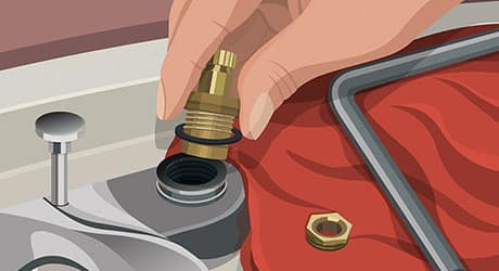 Remove handle and valve - Replacing Worn Valve Seat Remove handle and valve - Replacing Worn Valve Seat