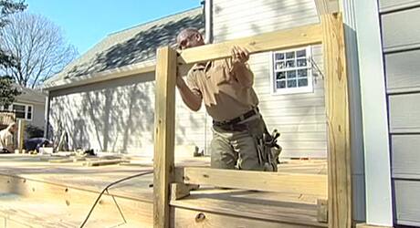 Remove damaged railing - Replacing a Deck Railing Remove damaged railing - Replacing a Deck Railing
