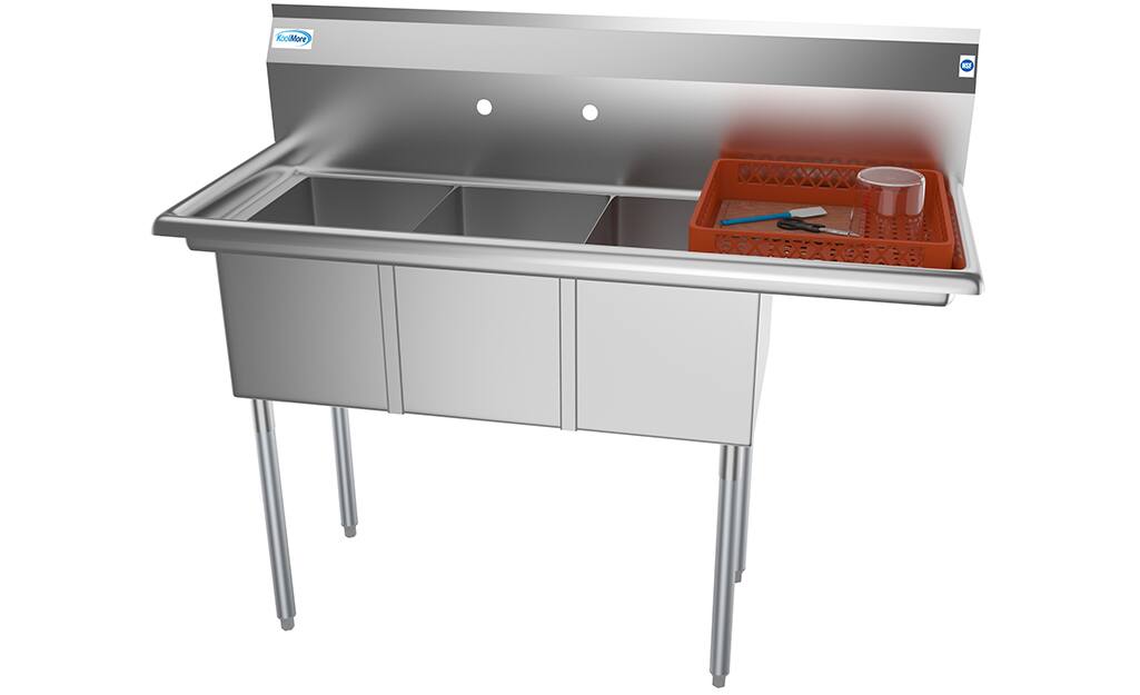 A stainless steel commercial sink.