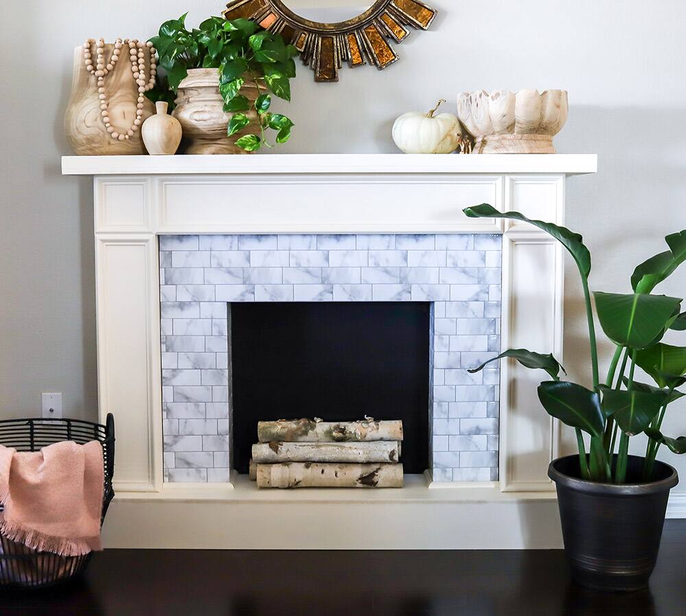Renter-Friendly DIY Faux Fireplace With Smart Tiles