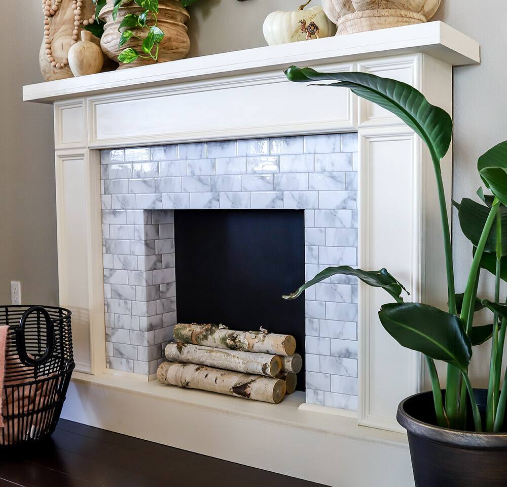 Renter-Friendly DIY Faux Fireplace With Smart Tiles