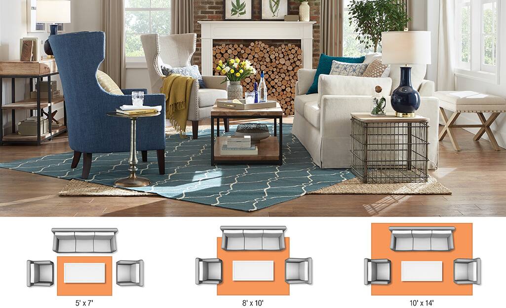 Rug Sizes For Your Space The Home Depot - What Size Round Rug For 46 Inch Table