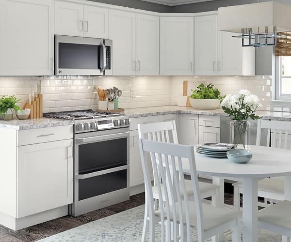 white cabinet small kitchen