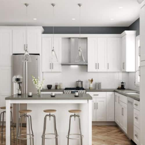 Gray Shaker Ready To Assemble Kitchen Cabinets In Stock Kitchen Cabinets The Home Depot