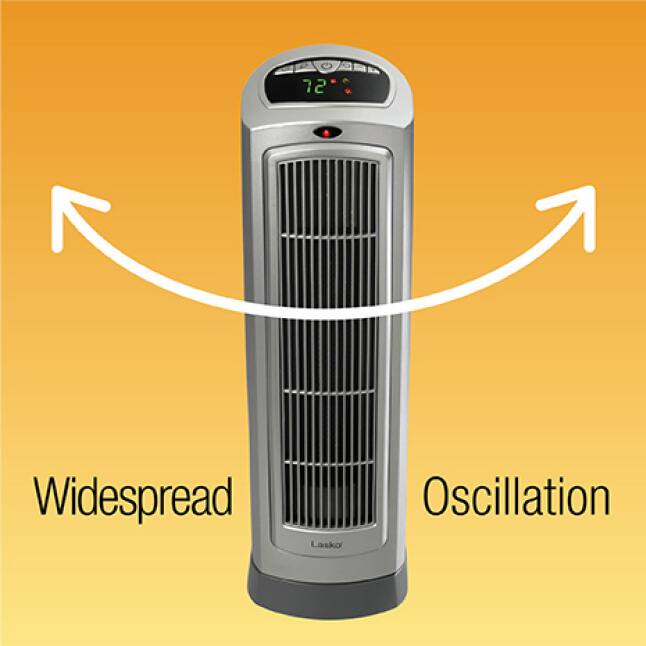 Lasko Tower 23 in. 1500-Watt Electric Ceramic Oscillating Space Heater with  Digital Display and Remote Control 755320 - The Home Depot