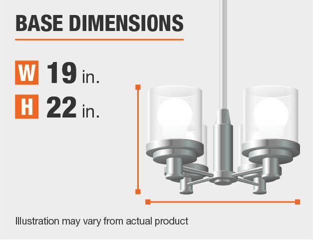 Measurement of a chandelier's base.