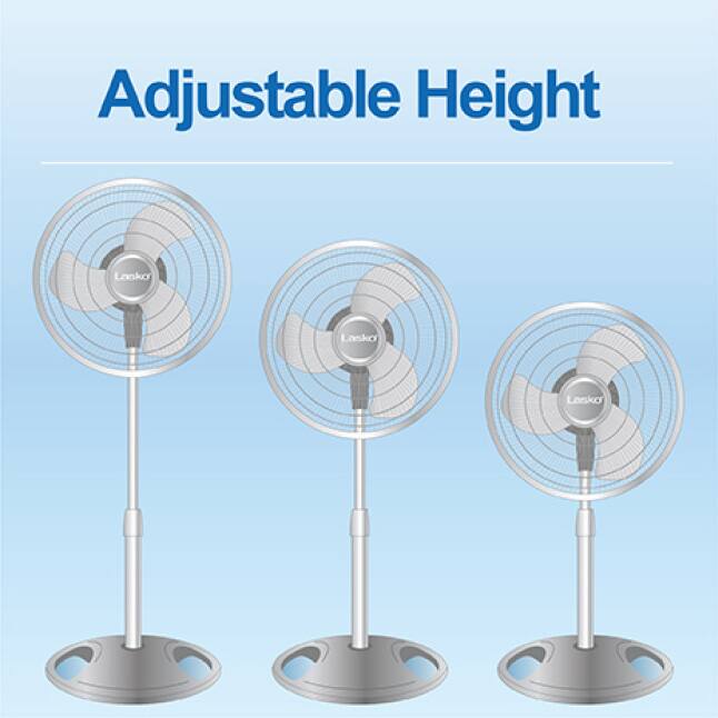 Lasko Adjustable-Height 16 in. 3 Speed Black Oscillating Pedestal Fan 2521  - The Home Depot