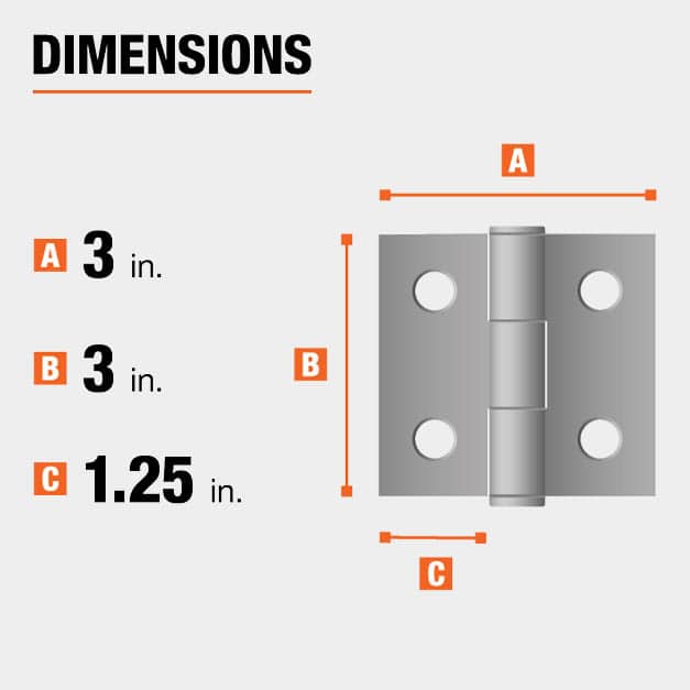 Everbilt 3 in. ZincPlated Narrow Utility Hinge NonRemovable Pin (2
