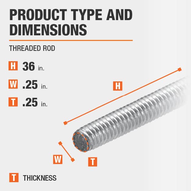 Everbilt 1/4 in. 20 tpi x 36 in. ZincPlated Threaded Rod 802217