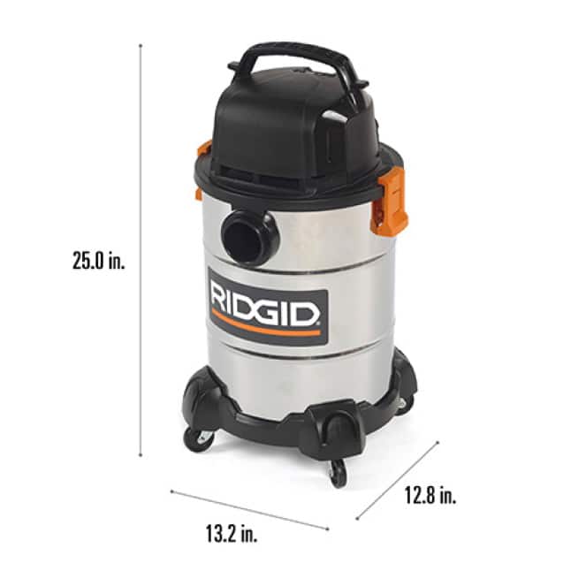 RIDGID 6 Gallon 4.25 Peak HP Stainless Steel Wet/Dry Shop Vacuum with