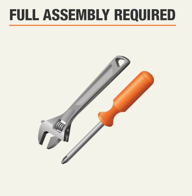 Full assembly required for garage steel shelf
