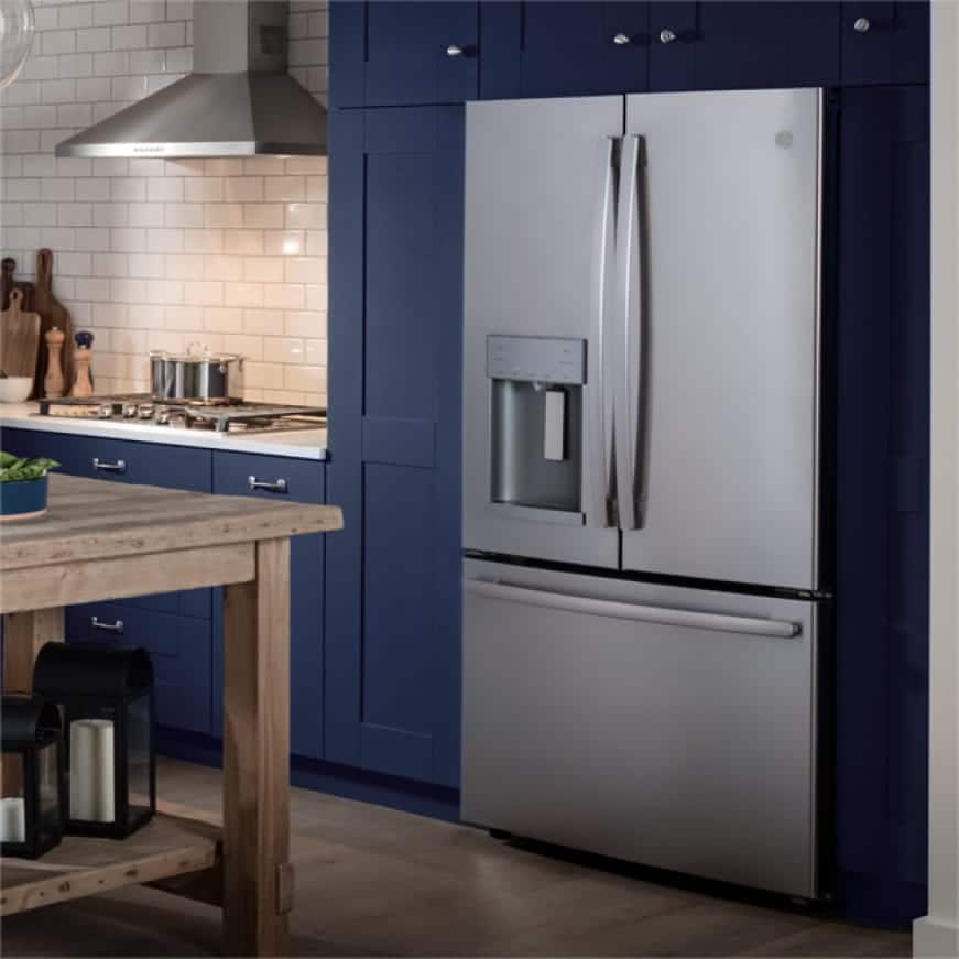 Ge 24 7 Cu Ft French Door Refrigerator In Stainless Steel Energy Star Gne25jskss The Home Depot