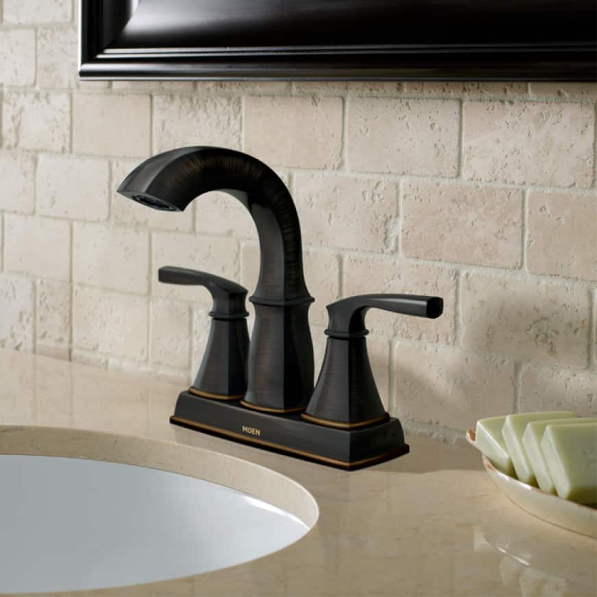 MOEN Hensley 4 in. Centerset 2Handle Bathroom Faucet in Mediterranean