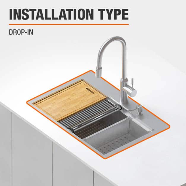 Glacier Bay 25 in. Drop in Single Bowl 22 Gauge Stainless Steel Kitchen