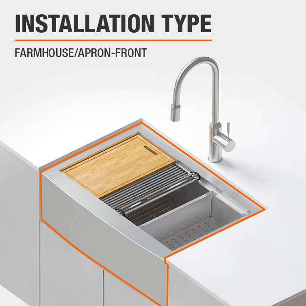 Glacier Bay Tight Radius Farmhouse ApronFront 16G Stainless Steel 33