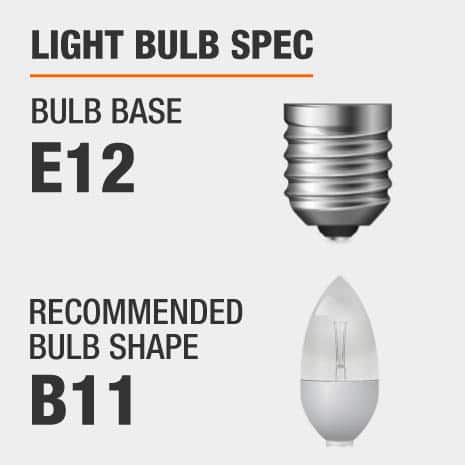 Home Decorators Collection LSA 55607 Sarolta Sands 5-Light Antique Silver Orb Chandelier for Dining Room This chandelier requires a E12 bulb base, and a B11-shaped light bulb is recommended.