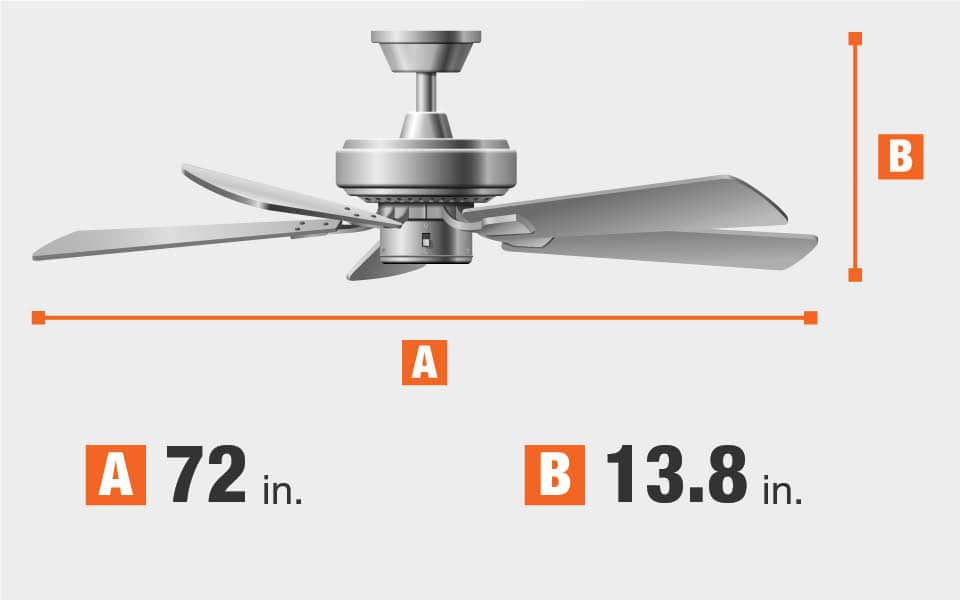 Ceiling Fan dimensions. Fan blade span and height.