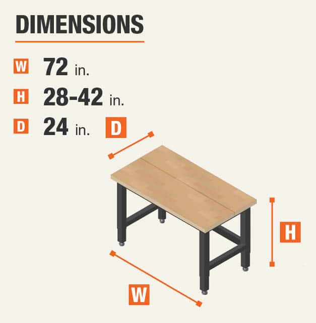 Husky ReadyToAssemble 6 ft. Folding Adjustable Height Solid Wood Top