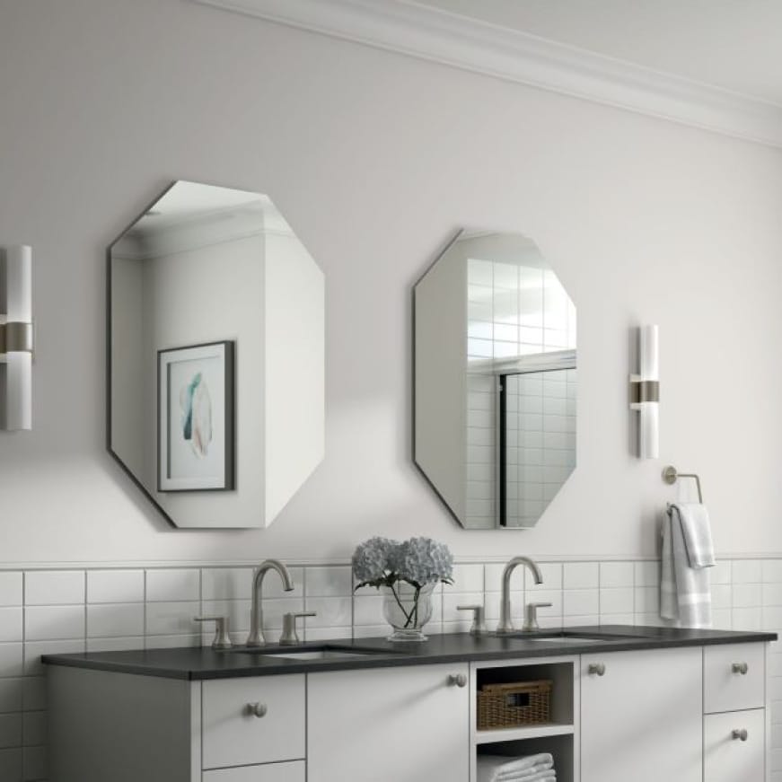 Delta 28 in. W x 36 in. H (M1) Framed Rectangular Deluxe Glass Bathroom