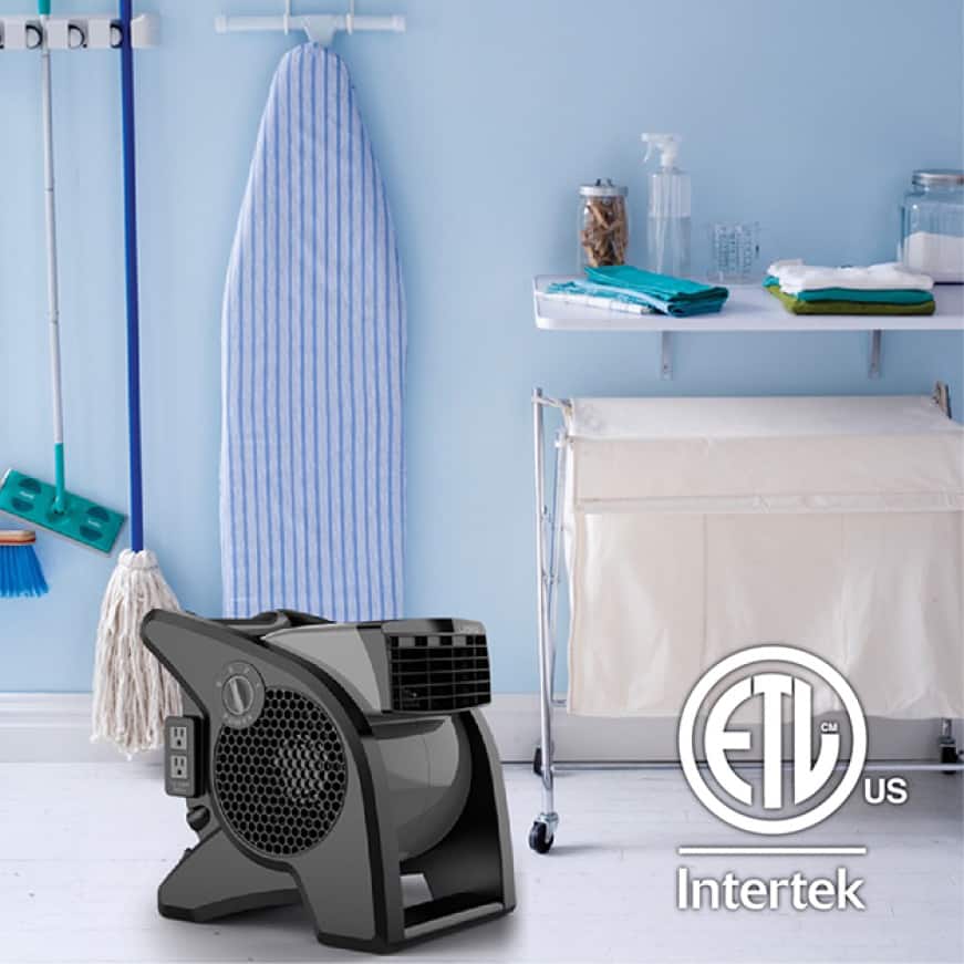 Lasko 11.2 in. 3 Speeds Blower Fan in Gray with Carry Handle, Circuit  Breaker, Power Outlets, High Velocity Utility Pivoting U15610 - The Home  Depot