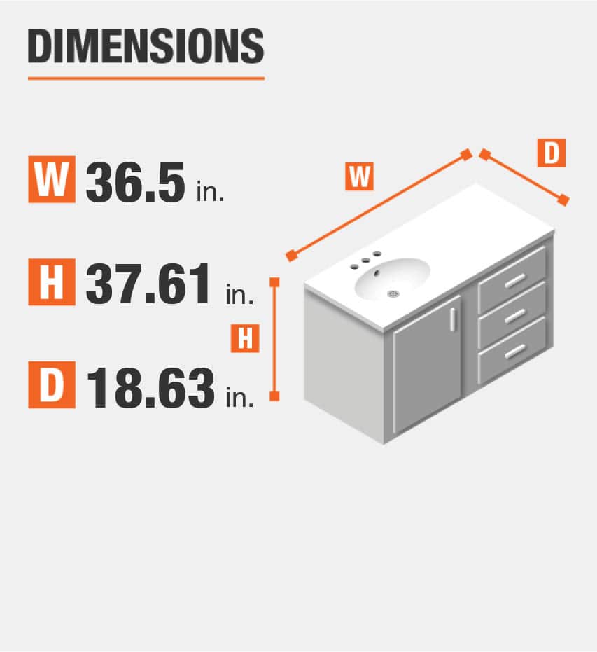 Glacier Bay Bannister 36 in. W Bathroom Vanity in White with Solid