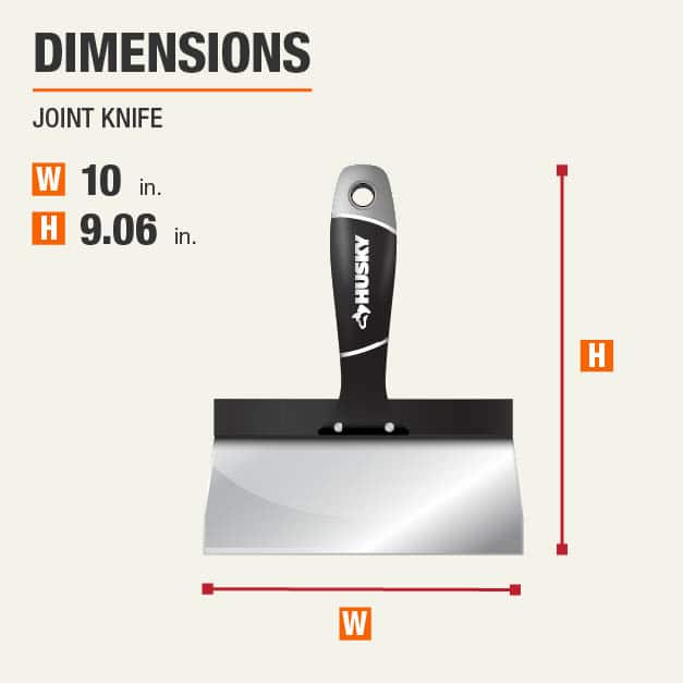 Husky 10 in. Stainless Steel Taping Knife with Soft Grip Handle 82762