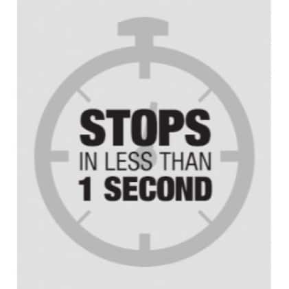 Stops blades in under a second