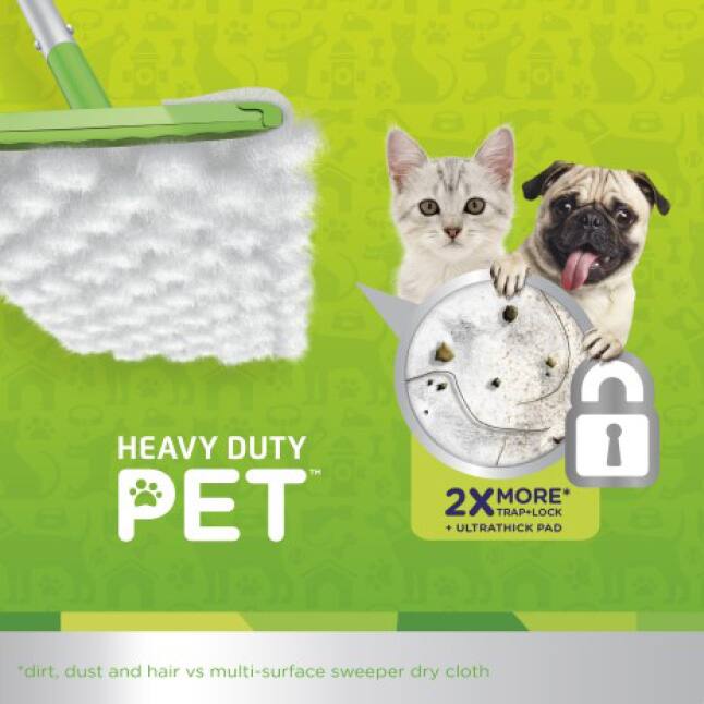 Swiffer Ricariche Panni Spolvero Pesante Pet Con Febreze Odor Defense - 20 Panni Per Pavimenti, Intrappolano Peli E Allergeni