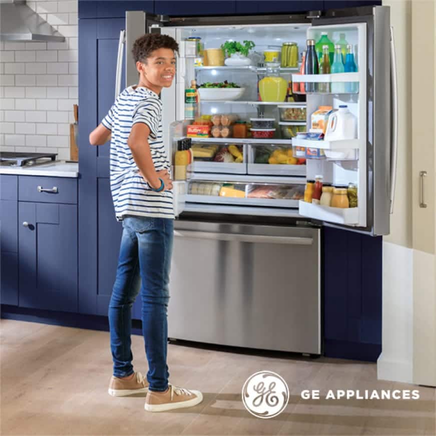 Ge 27 8 Cu Ft French Door Refrigerator With Door In Door In Fingerprint Resistant Stainless Steel Gfd28gynfs The Home Depot