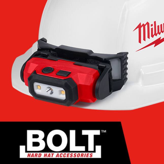 Milwaukee BOLT White Type 1 Class E Front Brim Hard Hat with Small Logo