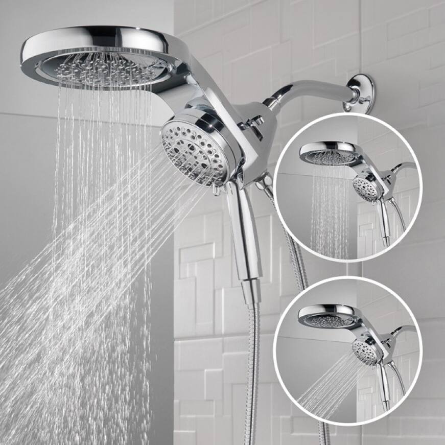 Delta HydroRain 5Spray Patterns 2.5 GPM 6 in. Wall Mount Dual Shower Heads in Matte Black 58680