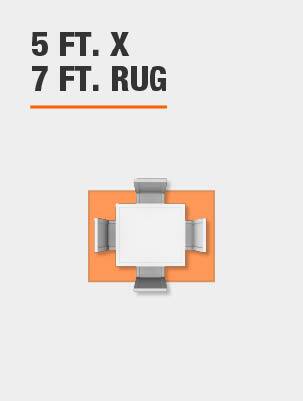 5 foot by 7 foot rug with dining room furniture