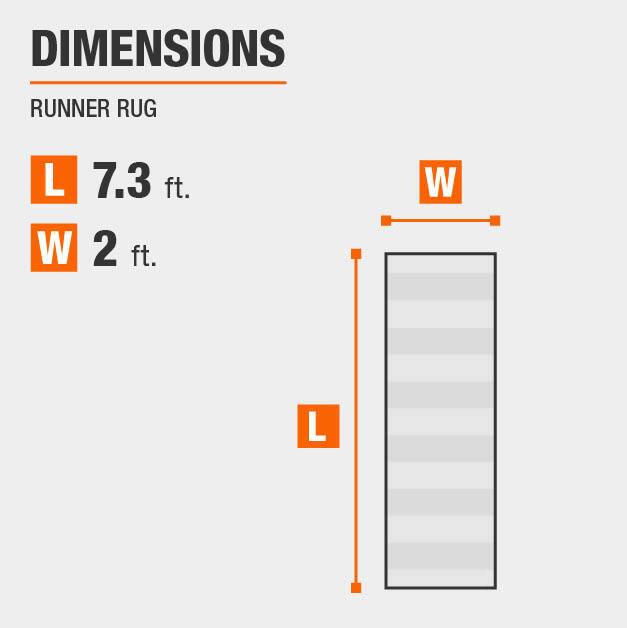 Lara Gray 2 ft. x 7 ft. Geometric Indoor/Outdoor Runner Rug is 2 feet wide and 7.3 feet long