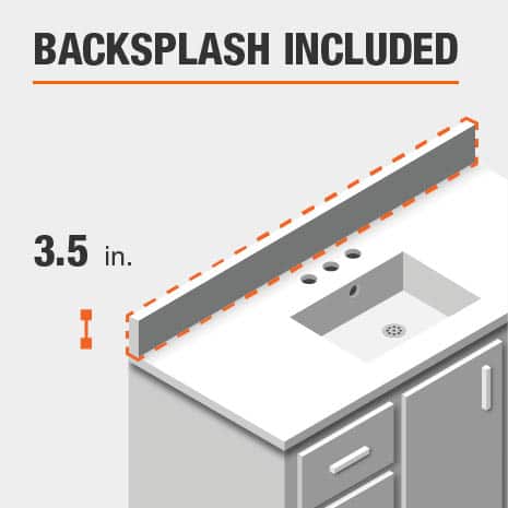 This bathroom vanity includes a backsplash.