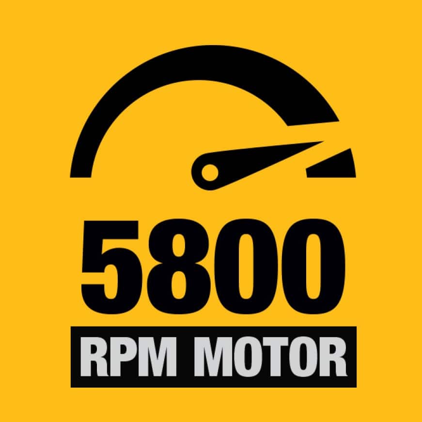 The powerful 15 Amp, 5800 rpm motor allows users to complete a majority of applications. The powerful 15 Amp, 5800 rpm motor allows users to complete a majority of applications.
