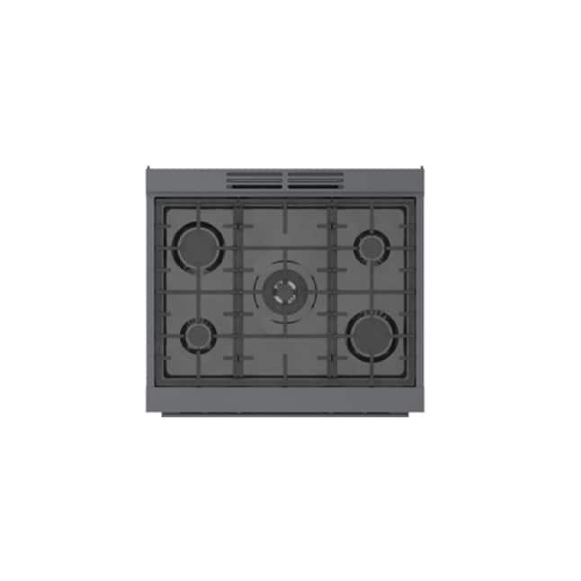 Top view of range high efficiency burners with 48,000 total  BTU's.