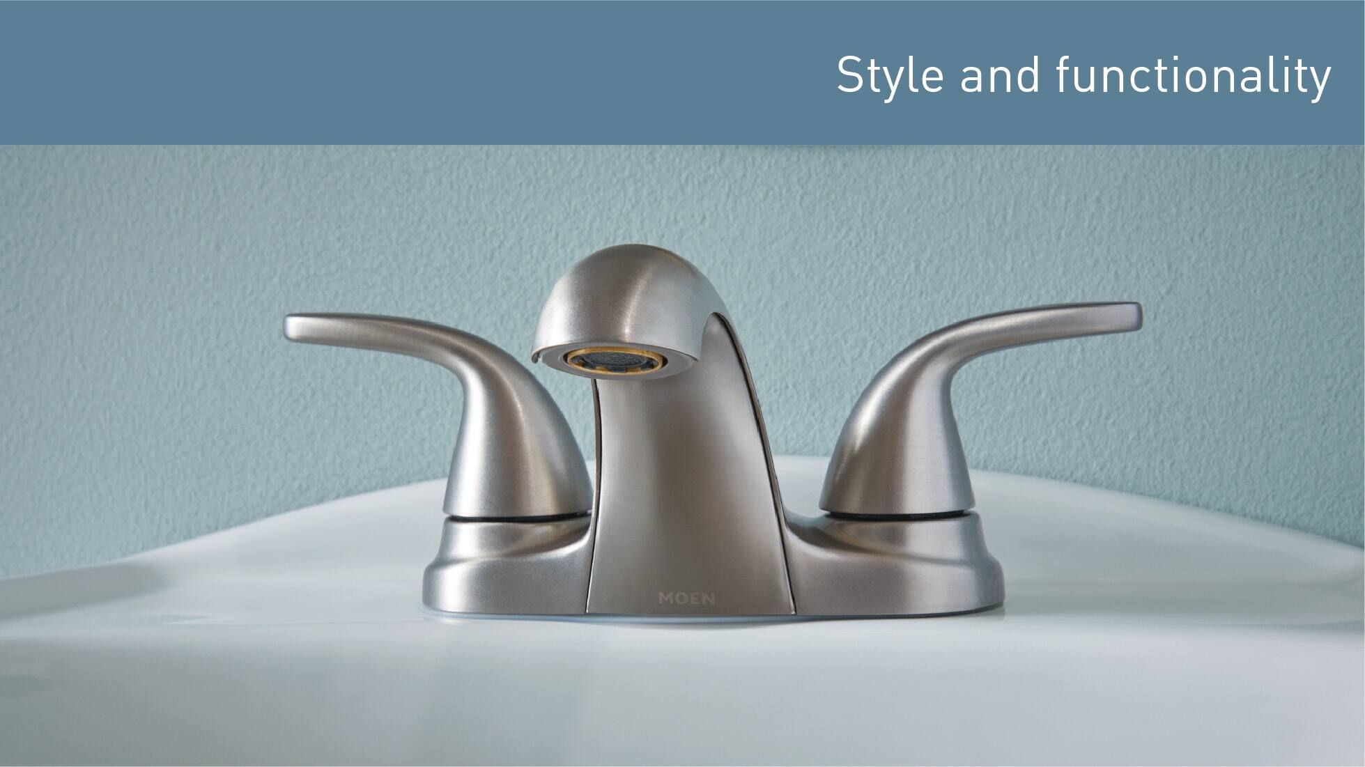 MOEN Adler 4 in. Centerset 2Handle LowArc Bathroom Faucet in Spot