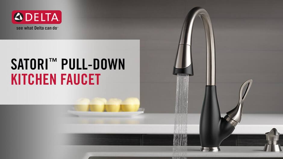 Delta Satori EZ Anchor SingleHandle PullDown Sprayer Kitchen Faucet with Soap Dispenser in