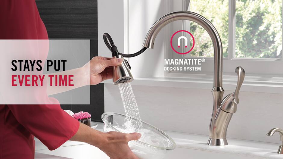 Delta Arabella SingleHandle PullDown Sprayer Kitchen Faucet with Soap