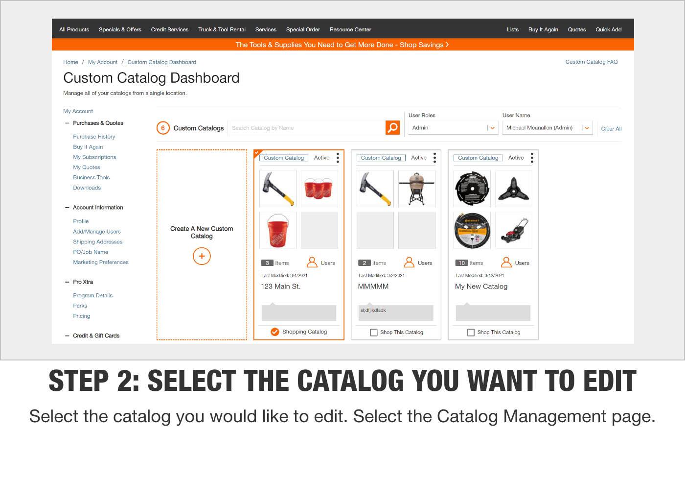 Step 2: Select the Catalog You Want to Edit