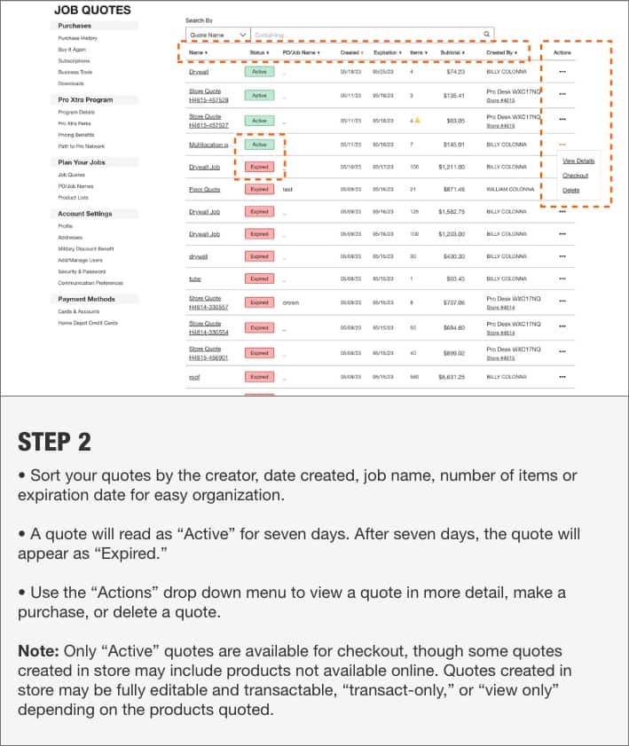 Account Quotes The Home Depot