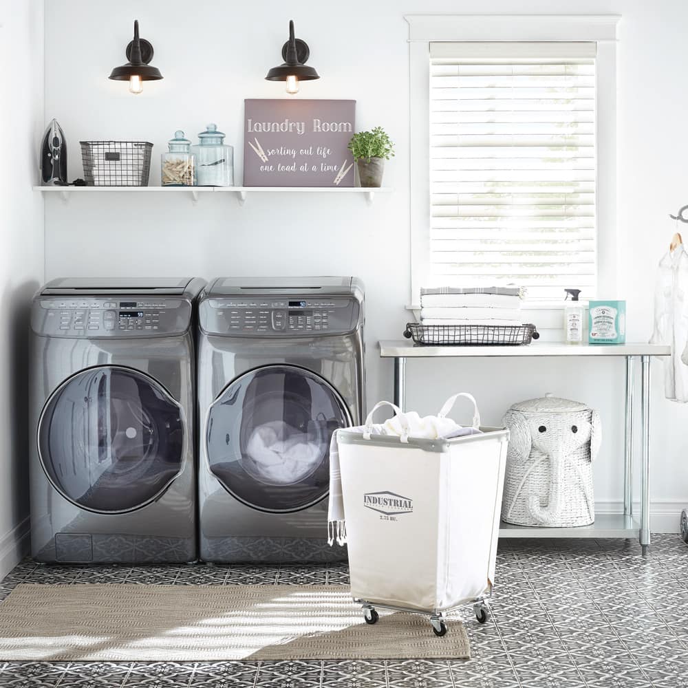 Laundry Room with Blue Walls - Transitional - Laundry Room