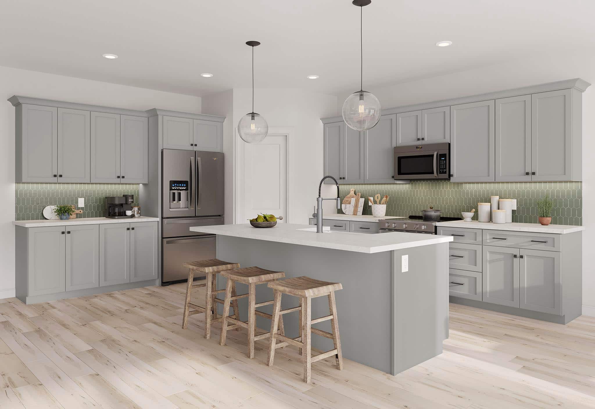 Simply Woodmark Pro Shaker Full Overlay Tall Cabinets in Stone Gray